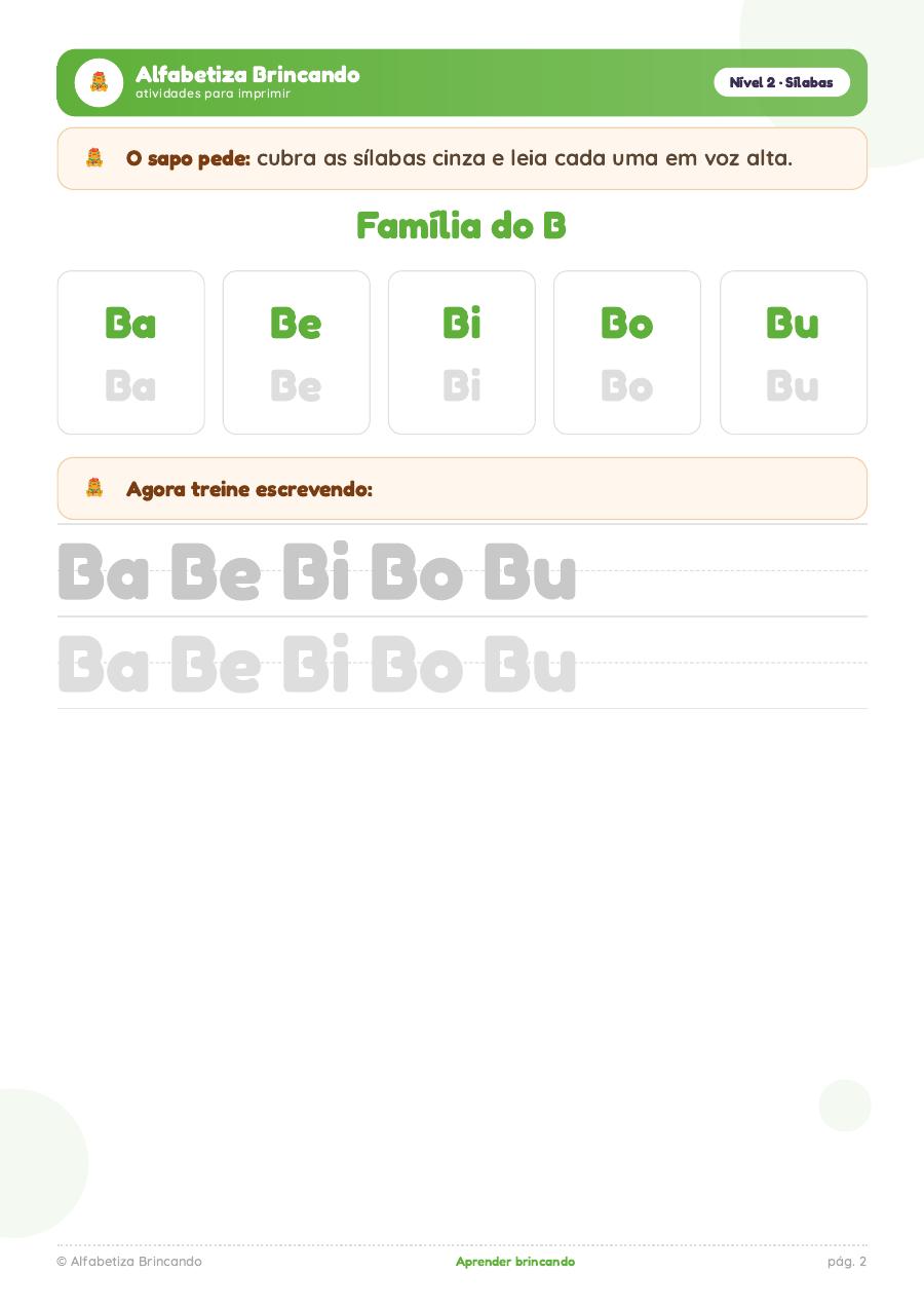 Atividade real de formação de sílabas