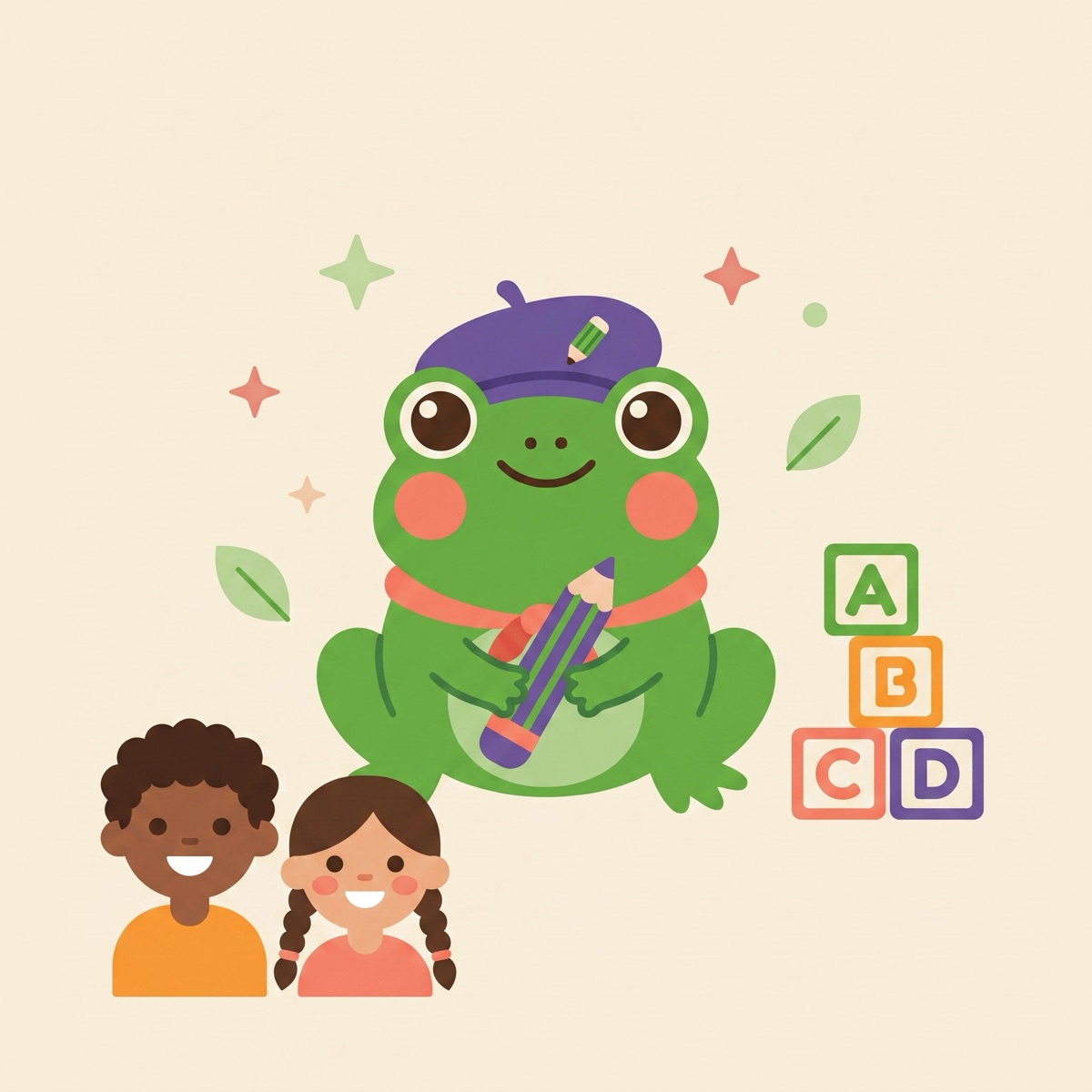 O sapo e as crianças aprendendo juntos